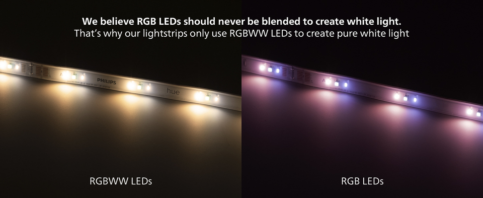 White and color lightstrips side by side