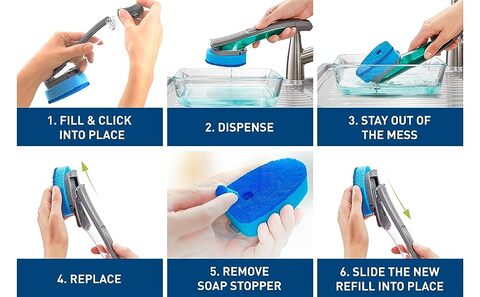 Scotch-Brite™ Advanced Soap Control Dishwand Brush Scrubber - Gray