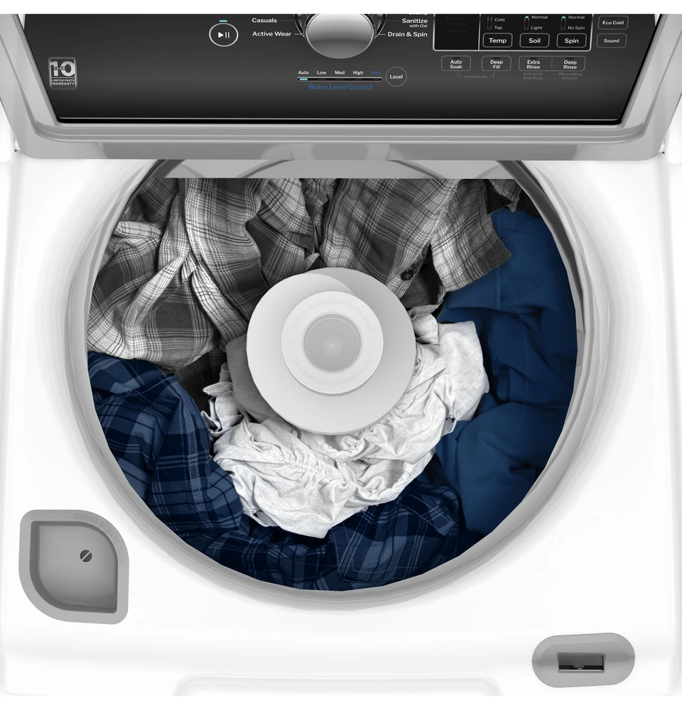 GE® 4.5 Cu. Ft. White Agitator Top Load Washer with Water Level