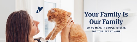 Cat, Your family is our family so we make it simple to care for your pet at home