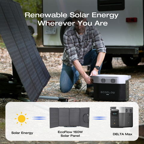 With a voltage range from 11-100V and the Solar connector, you can also connect other solar panels to your DELTA Max. Even during cold or cloudy days, our smart maximum power point tracking (MPPT) algorithm automatically detects the voltage and current in real-time to give you optimum solar generation throughout the day.