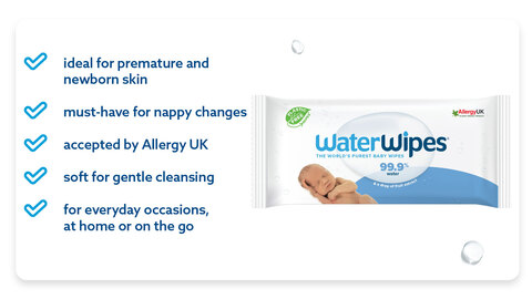 WaterWipes Sensitive Newborn Biodegradable Baby Wipes 6x60pk - ASDA  Groceries