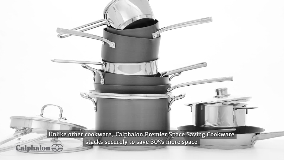 Calphalon Premier Space Saving Stainless Steel 3 Piece Set, 10-in. Stack  Cookware Set 