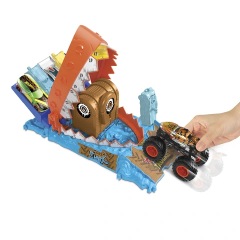 HOT WHEELS Monster Trucks ARENA SMASHERS TREASURE CHOMP CHALLENGE Playset Mattel