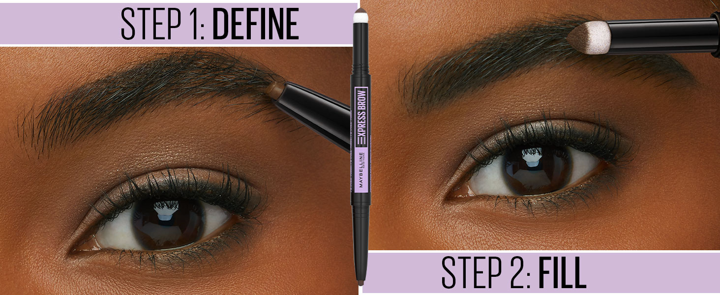 Brow Pencil Eyebrow Express Maybelline 2-In-1 Deep Powder Brown Makeup, and