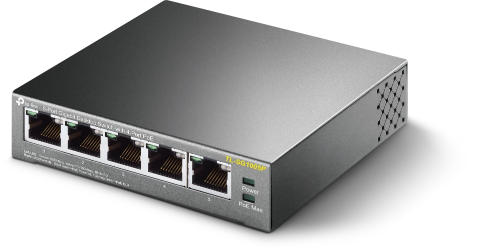 TP Link 5 Port 10/100/1000 Gigabit Switch Gray TL-SG1005P - Best Buy