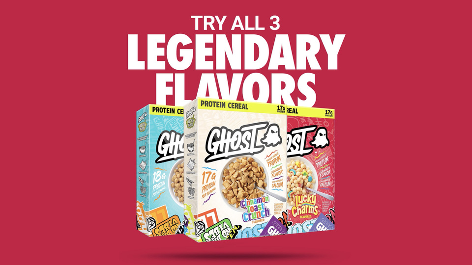 thumbnail video image 2 of GHOST PROTEIN CEREAL, LUCKY CHARMS Flavor, 17G Protein, 9.4 oz, 2 of 14