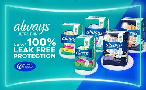 Always Ultra Thin Overnight Pads, Unscented with Wings, 76 Count