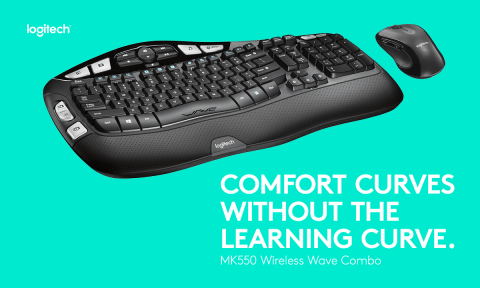 Logitech MK 550 Comfort Wave Wireless shops keyboard and optical mouse