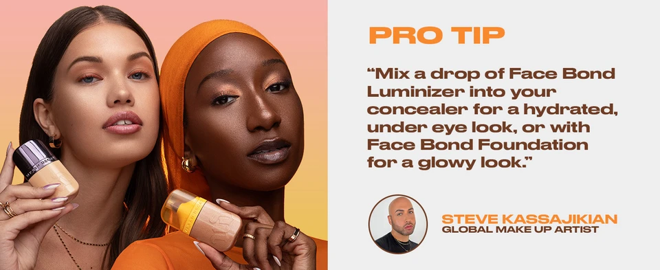 Pro tip from Urban Decay&#39;s Global Artist on how to use Face Bond Luminizer Highlighting Drops.