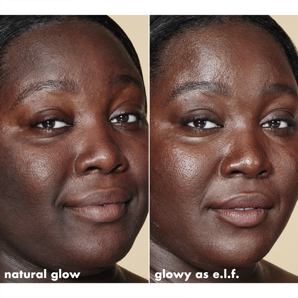 Model before and after using Halo Glow Liquid Filter