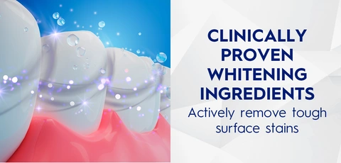 Clinically proven whitening ingredients actively cleaning teeth.