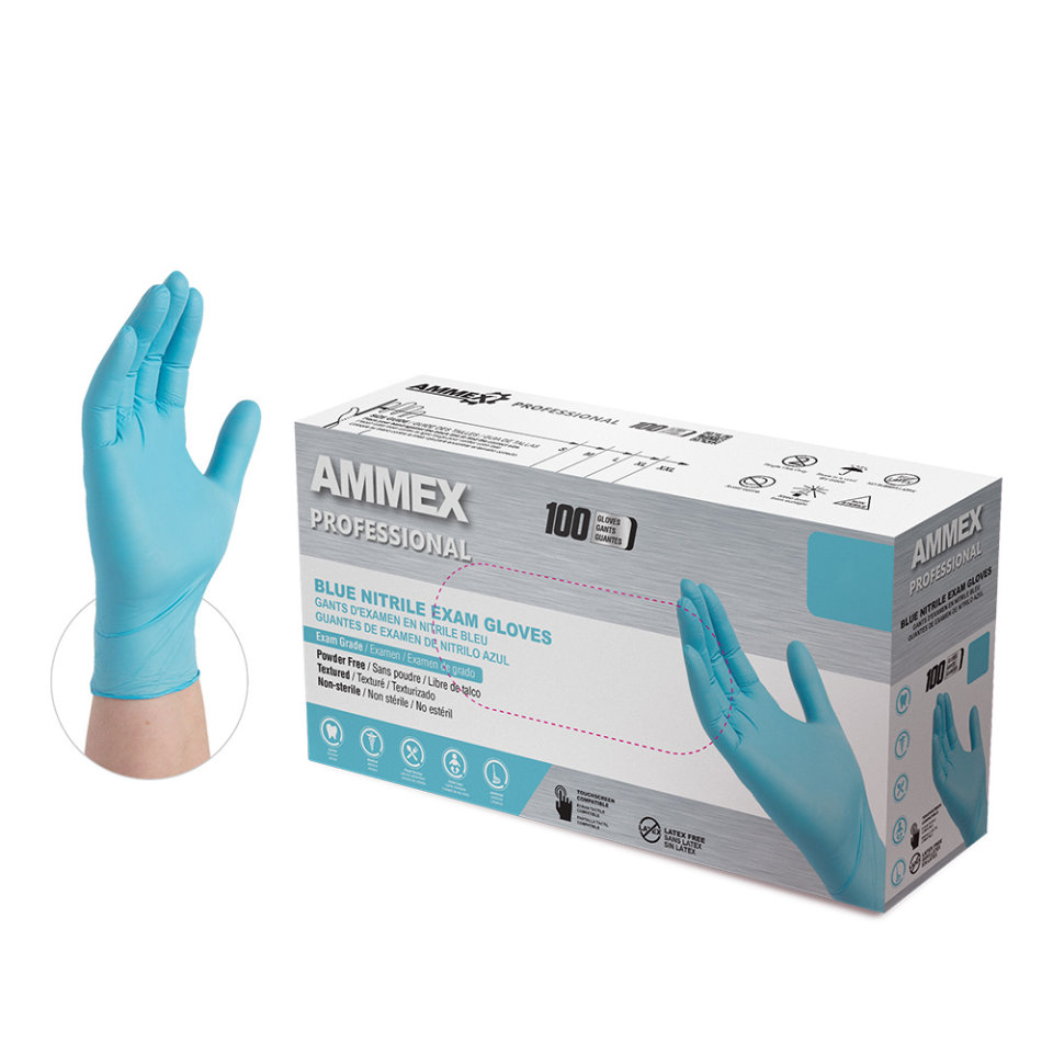 AMMEX Nitrile, Latex Free, Powder Free, Medical Disposable Gloves