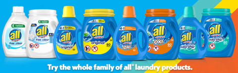 all Liquid Laundry Detergent, 4 in 1 with Stainlifters, Fresh Clean  Sunshine Fresh, 150 Ounces, 100 Wash Loads 