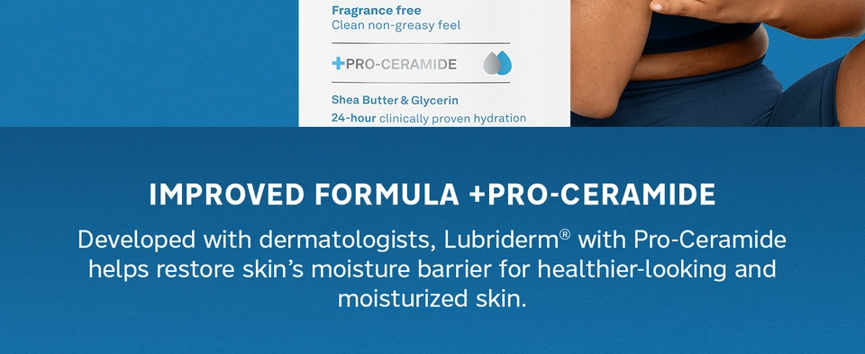 Improved Fragrance-Free Daily Lotion + Pro-Ceramide from Lubriderm, the 75 year dry skin experts
