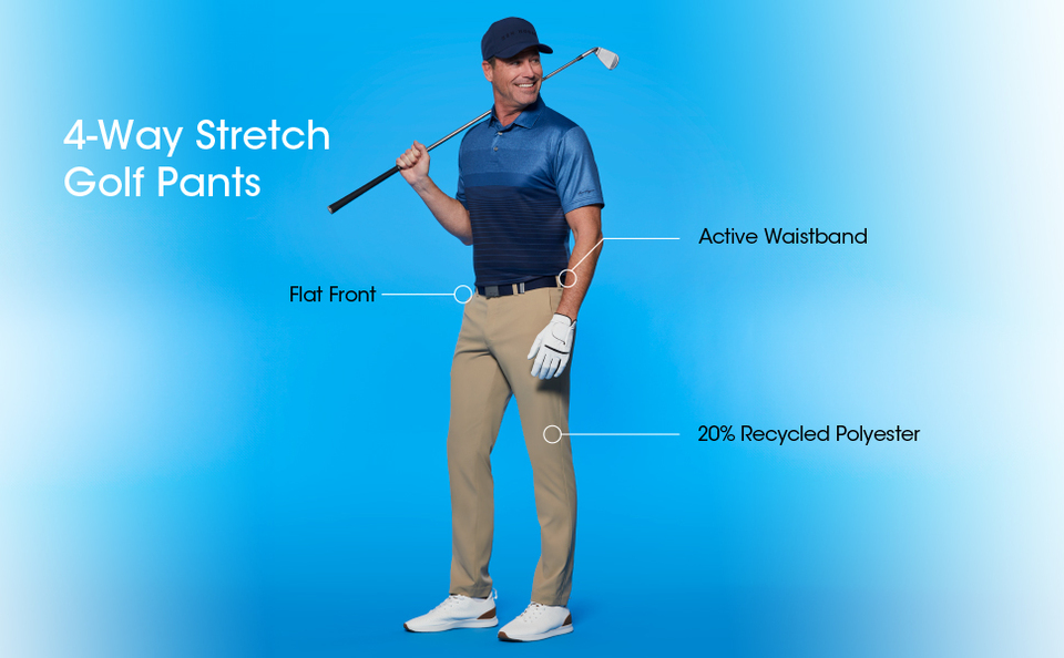 Ben Hogan Men s Flex 4 Way Stretch Golf Pants with Active Waistband Sizes 30 50 Walmart