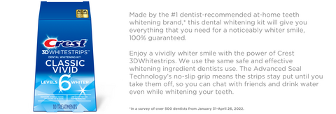 Crest 3D Whitestrips Classic Vivid 6 Levels Whiter Dental Whitening Kit -  10 Count