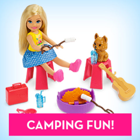 Barbie Club Chelsea Camper Playset, Blonde Small Doll, Puppy, Car
