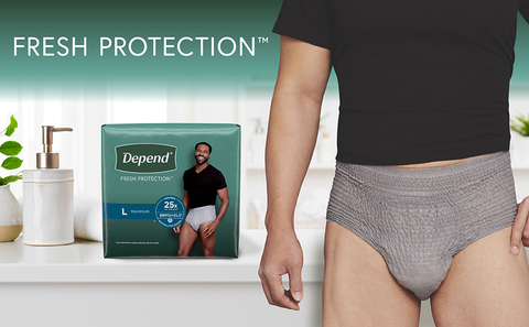 Depend Fresh Protection Adult Incontinence Underwear for Men, Maximum, XXL,  Grey, 44Ct 
