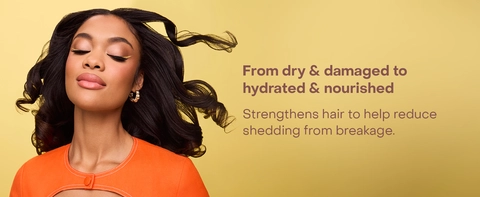Image of a woman with wavy hair, next to text highlighting some benefits of our product.