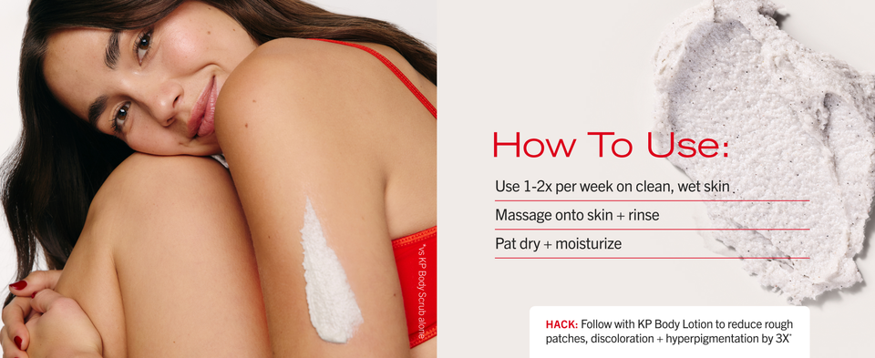 Model showing texture on arm with smooth skin from pumice exfoliation
