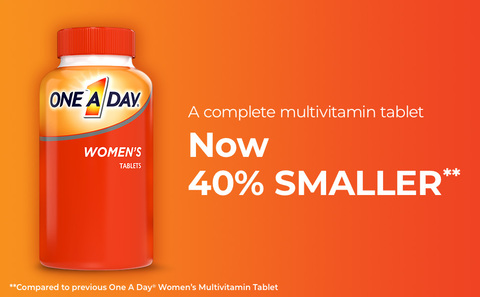 Vitamin tổng hợp hoàn chỉnh dành cho nữ One A Day trong chai màu cam hiện nhỏ hơn 40% so với viên One A Day Women trước đó