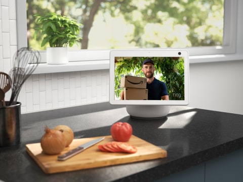 Certified Refurbished Echo Show 10 (3rd Gen) | HD smart display with motion  and Alexa | Glacier White