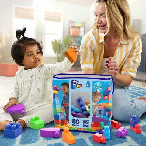 Mega Bloks Coffret Sensoriel Train Chenille – 30 Gros Blocs – Blocs Formes Spéciales – Dès 1 à 3 Ans – Compatibles – HKN44