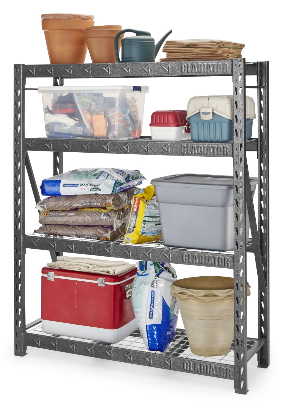 lowes storage racks on Gladiator 18 In D X 60 In W X 72 In H 4 Tier Steel Utility In The Freestanding Shelving Units Department At Lowes Com