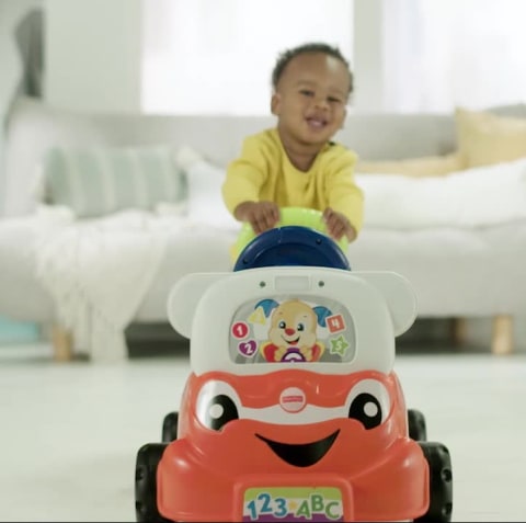 Fisher-Price Laugh & Learn 3-in-1 Smart Car Interactive Infant Walker &  Toddler Ride-On Toy