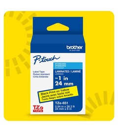 thumbnail interactive-video image 1 of Brother TZe-611 Label Tape, 6mm (0.25\") Black On Yellow, Compatible 1 of 9