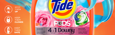 Tide PODS Plus Downy with April Fresh scent has the 4-in-1 technology