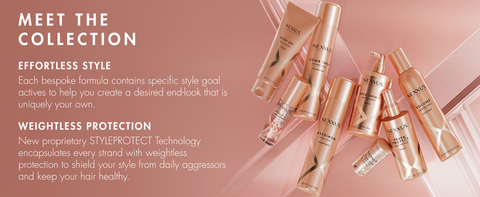 Image of full range of products next to text about effortless styles &amp; weightless protection.