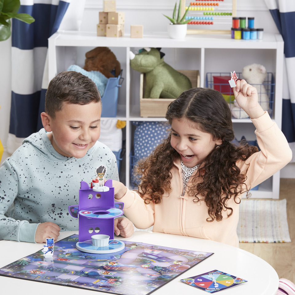 thumbnail video image 2 of PJ Masks HQ Rescue Kids Board Game, Preschool Board Games, Includes 3D Plastic Tower, 2 of 13