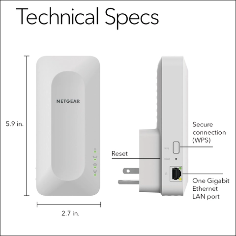 NETGEAR AX1800 Dual-Band Wireless Signal Booster & Repeater, WiFi