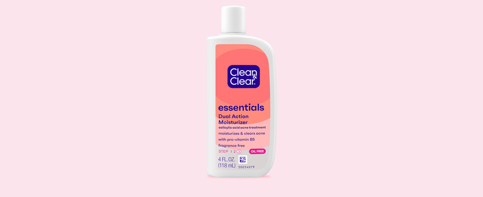 Clean & Clear Essentials Dual Action Oil-Free Facial Moisturizer, Salicylic  Acid Acne Treatment with Pro-Vitamin B5 Moisturizes While Treating Acne 