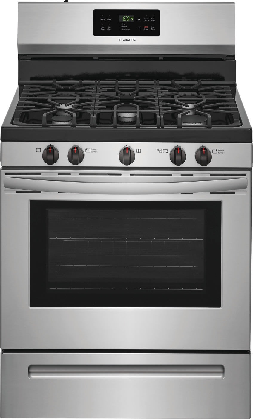 4.55 Cu Freestanding Gas Range with 5 Burners SINDA 30 in Ft in Stainless Steel SLR3001GLP Continuous Cast Iron Grates 