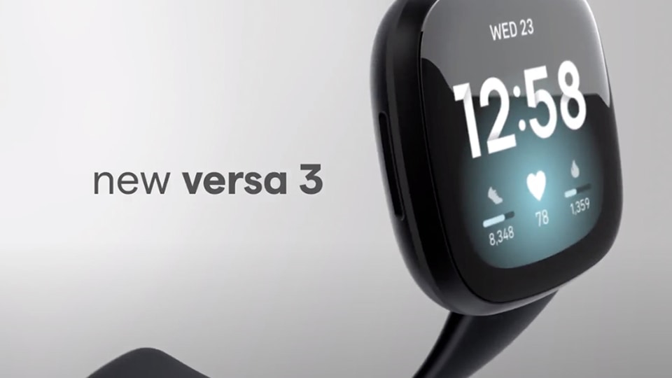Fitbit Versa 3 Black Health & Fitness Smartwatch with Aluminum Body ...