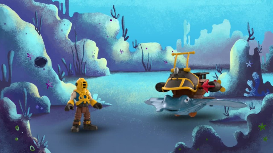 thumbnail video image 2 of Imaginext Captain Nemo & Stingray Action Figure Playset, 2 of 11