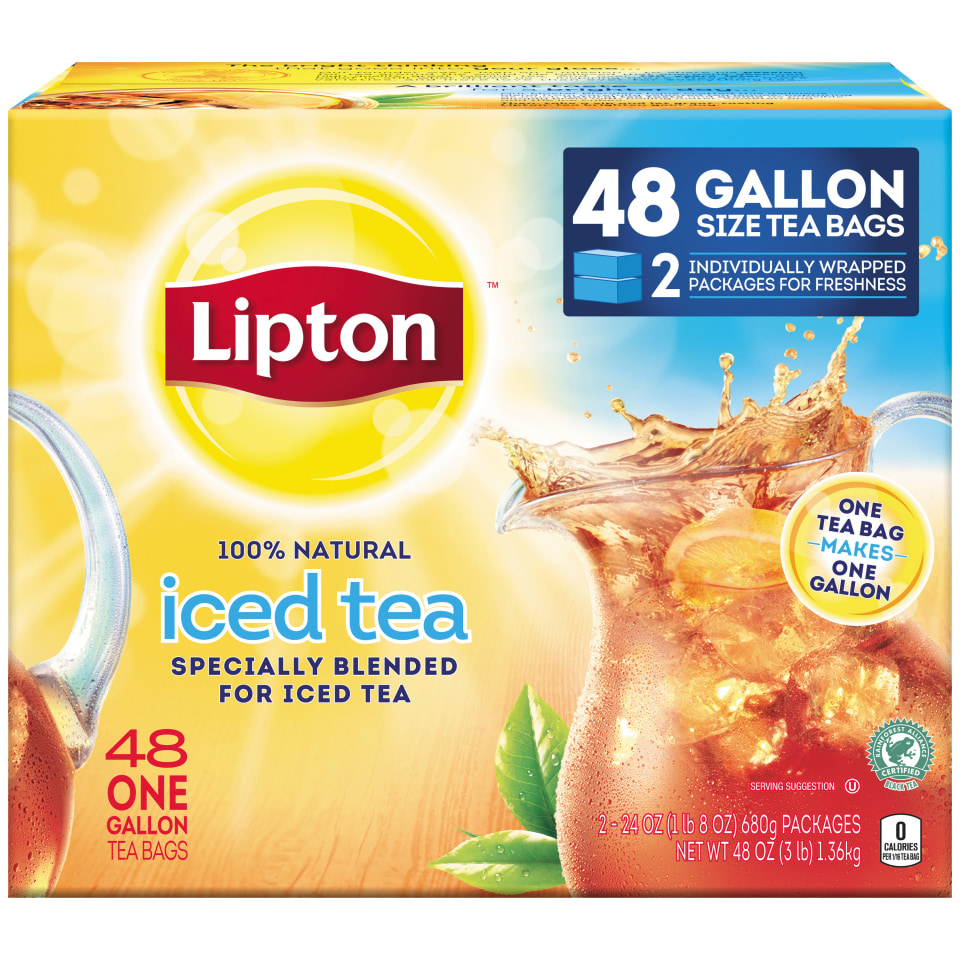 Lipton Gallon Sized Iced Tea Bags Unsweetened 48 Oz 48 Count 3727