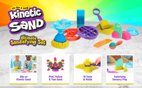 Kinetic Sand, Sandisfying Set with 2lbs of Sand and 10 Tools, Play Sand  Sensory Toys for Kids Ages 3 and up