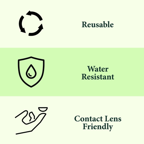 Reusable, Water Resistant, &amp; Contact Lens Friendly