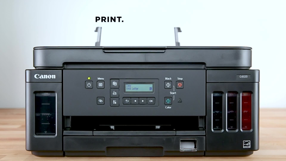 thumbnail video image 2 of Canon MegaTank PIXMA G6020 All-In-One, Wireless Color Inkjet Printer for Home Office Use, 2 of 10