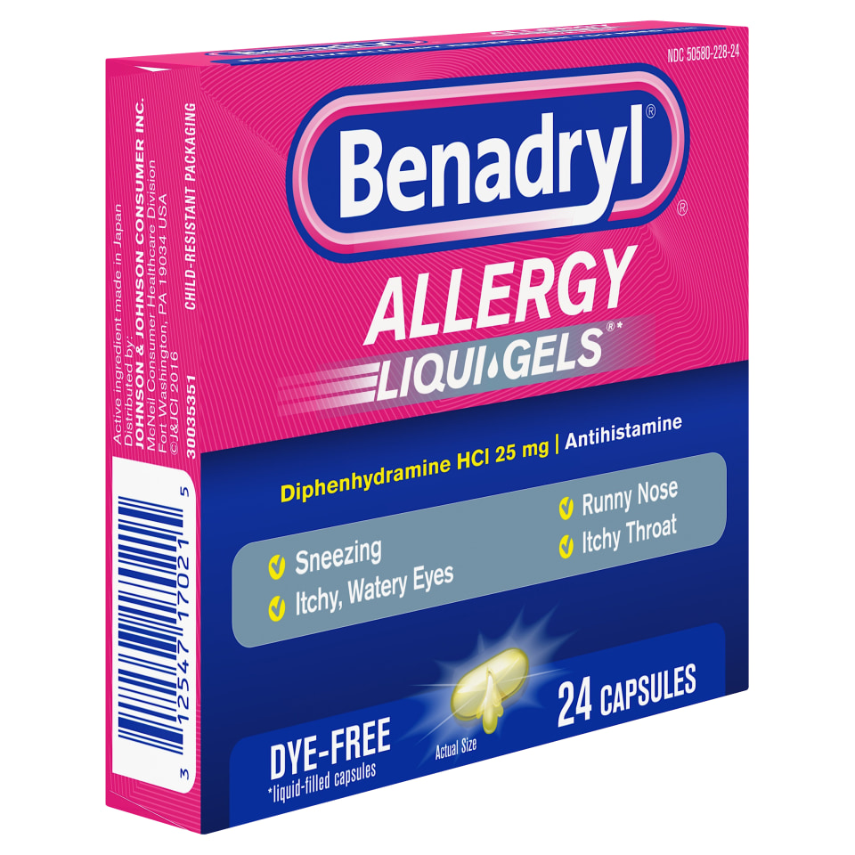 Benadryl Allergy LiquiGels DyeFree 24 LiquiGels (Pack of 2