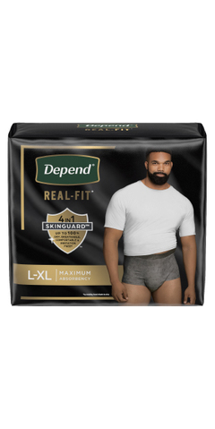 Depend Real Fit Adult Incontinence Underwear for Men, S/M, Black and Grey,  14Ct