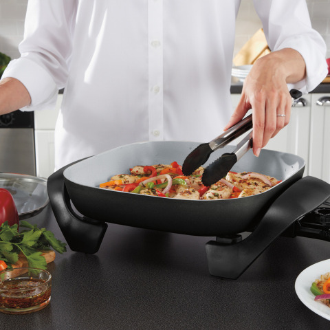  Oster Titanium Infused Duraceramic Skillet, 12, Black