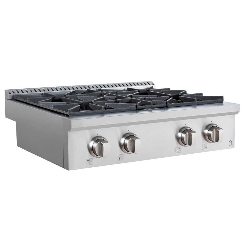 Ancona 24 Gas Cooktop with 4 Burners in Stainless Steel with Cast Iro