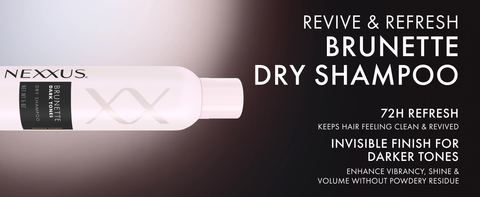 Product bottle with a monochromatic background next to text highlighting its benefits.