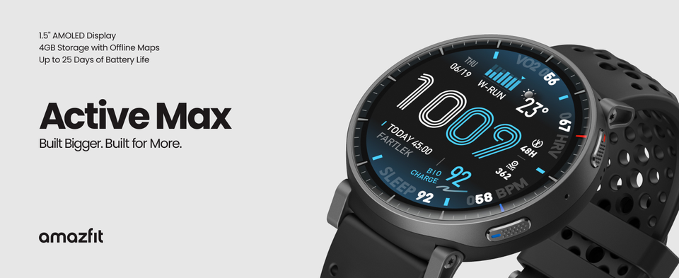 Amazfit Active Max Smartwatch 48mm Silicone Black (2025) - Best Buy