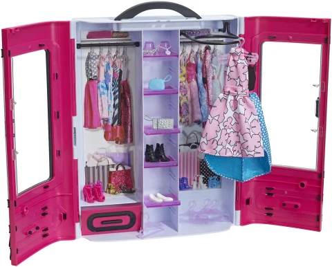 Barbie Fashionistas Ultimate Portable Closet, Pink with 15+ Pieces